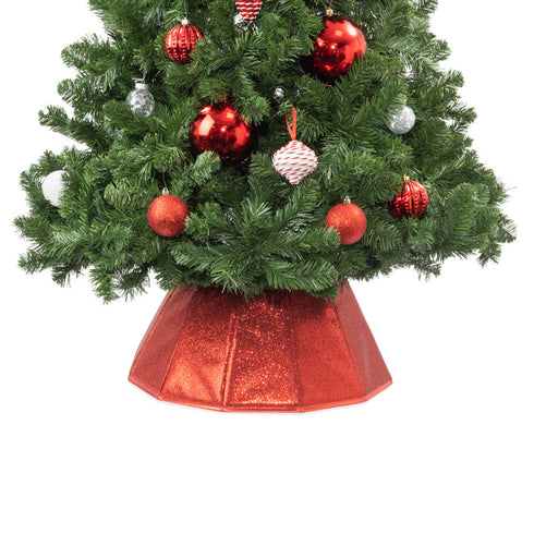 Diamond Glossy Christmas Tree Skirt - Red