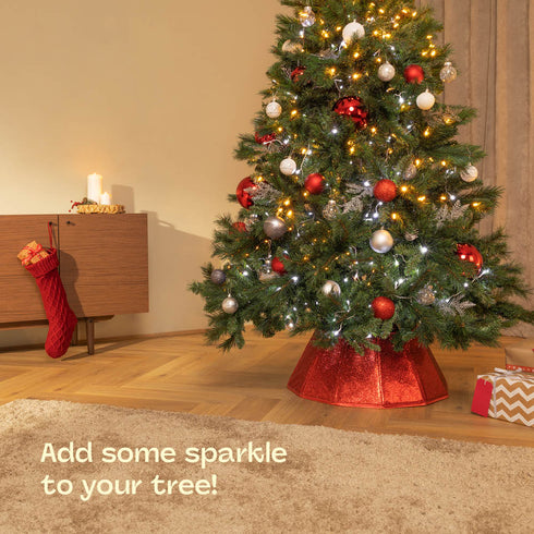 Diamond Glossy Christmas Tree Skirt - Red