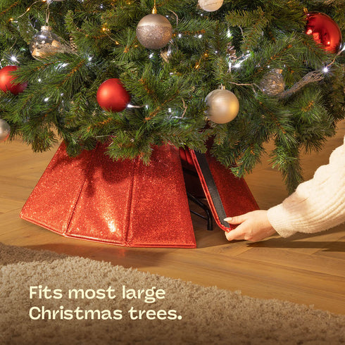 Diamond Glossy Christmas Tree Skirt - Red