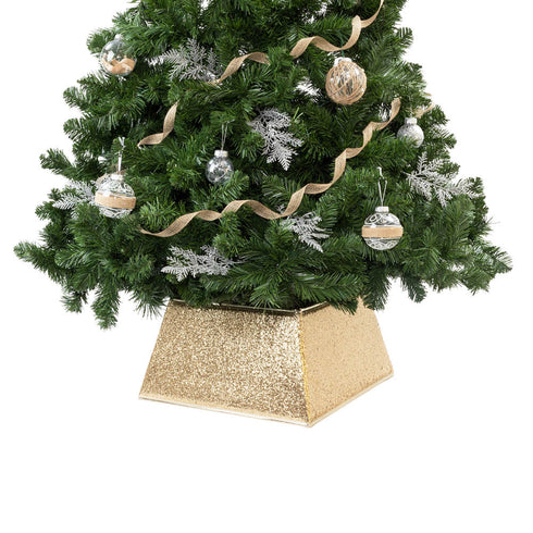Square Glitter Christmas Tree Skirt - Gold