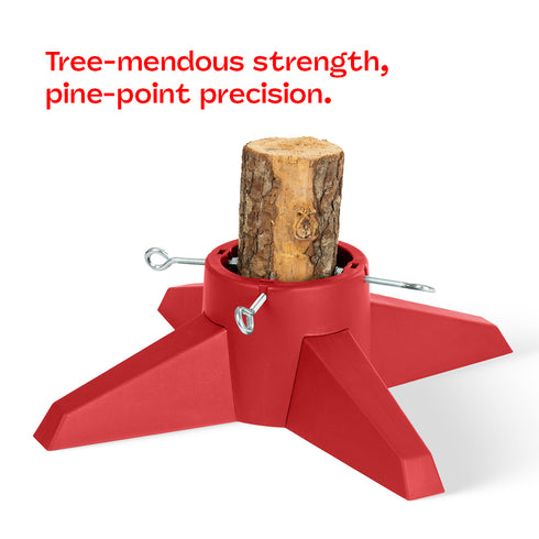 Premium Christmas Tree Stand 1L Water Reservoir & Adjustable Screws - Red