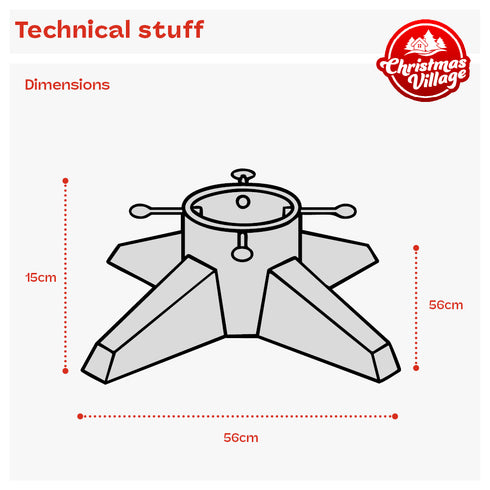 Premium Christmas Tree Stand 1L Water Reservoir & Adjustable Screws - Red