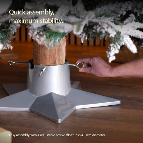 Christmas Village Premium Christmas Tree Stand Star Shape - Silver