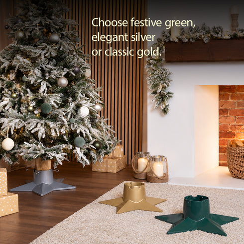Christmas Village Premium Christmas Tree Stand Star Shape - Silver