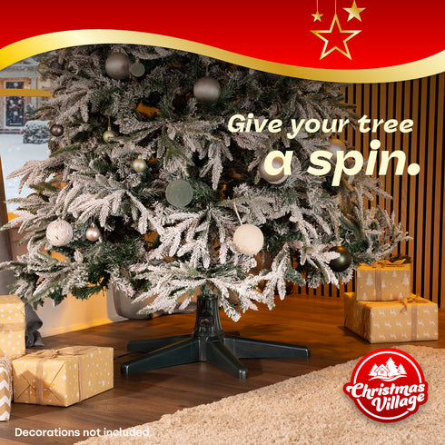 Christmas Village Electric Rotating Christmas Tree Stand Base - Fits Trees up to 7ft - Green