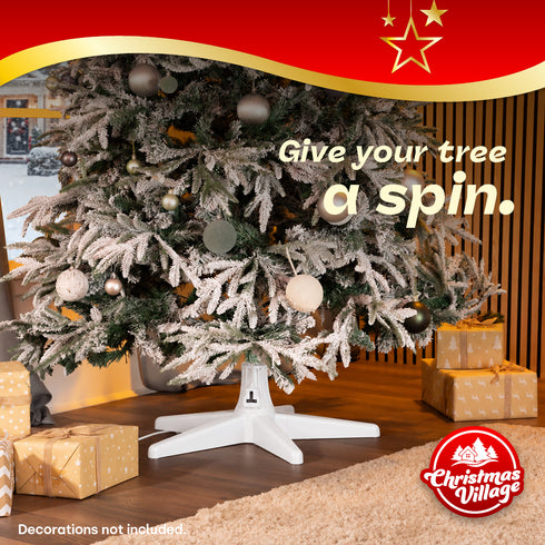 Christmas Village Electric Rotating Christmas Tree Stand Base - Fits Trees up to 7ft - White