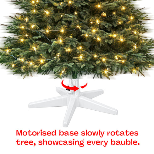 Christmas Village Electric Rotating Christmas Tree Stand Base - Fits Trees up to 7ft - White
