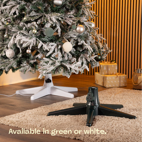 Christmas Village Electric Rotating Christmas Tree Stand Base - Fits Trees up to 7ft - White