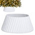 Christmas Village Round Vertical Striped Faux Fur Christmas Tree Skirt 56cm White