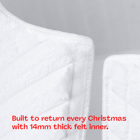 Christmas Village Round Vertical Striped Faux Fur Christmas Tree Skirt 56cm White