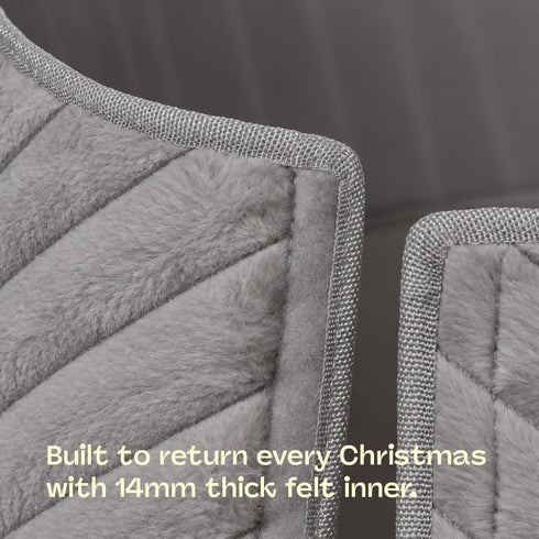 Christmas Village Round Vertical Striped Faux Fur Christmas Tree Skirt 56cm Grey