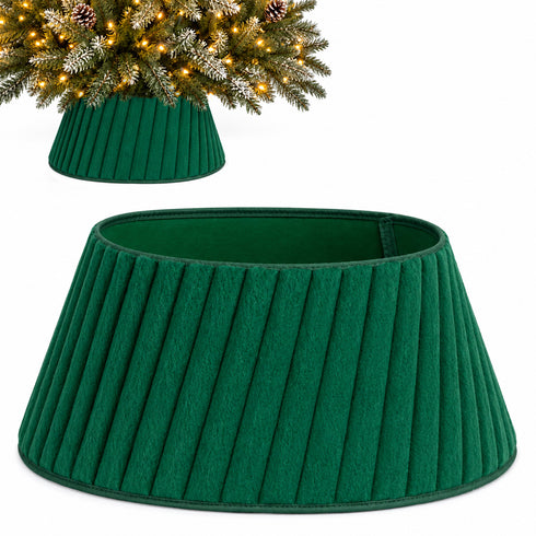 Christmas Village Round Vertical Striped Faux Fur Christmas Tree Skirt 56cm Green