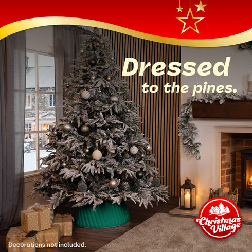 Christmas Village Round Vertical Striped Faux Fur Christmas Tree Skirt 56cm Green