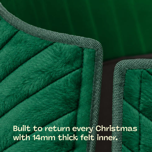 Christmas Village Round Vertical Striped Faux Fur Christmas Tree Skirt 56cm Green