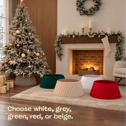 Christmas Village Round Vertical Striped Faux Fur Christmas Tree Skirt 56cm Green