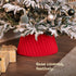 Christmas Village Round Vertical Striped Faux Fur Christmas Tree Skirt 56cm Red