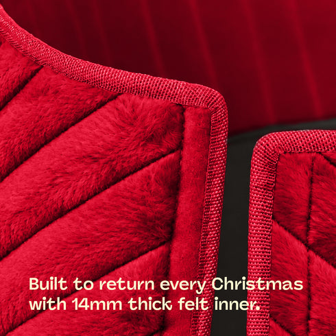 Christmas Village Round Vertical Striped Faux Fur Christmas Tree Skirt 56cm Red