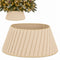 Christmas Village Round Vertical Striped Faux Fur Christmas Tree Skirt 56cm Beige