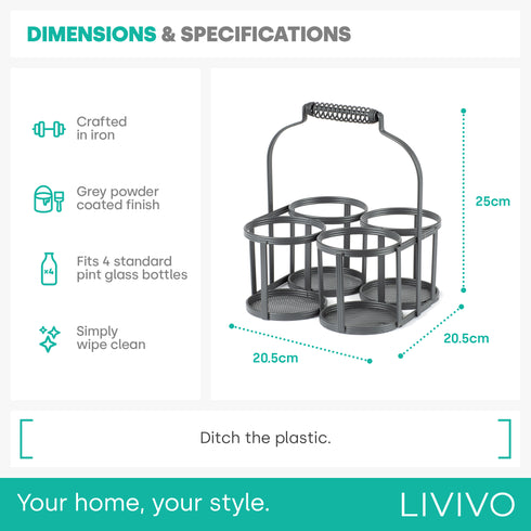 Iron Milk Bottle Holder - 4 BTL