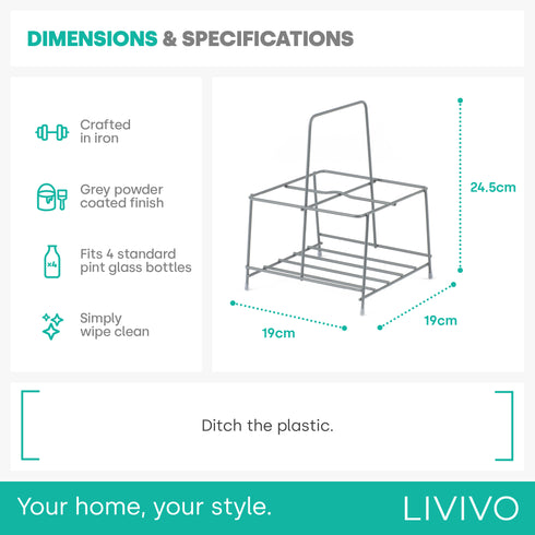 Wire Milk Bottle Holder - 4 BTL