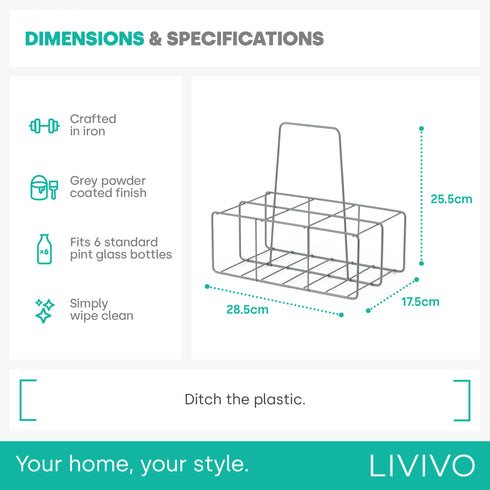 Wire Milk Bottle Holder - 6 BTL