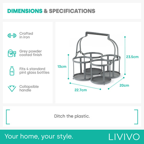 Dual-Handle Milk Bottle Holder - 4 BTL