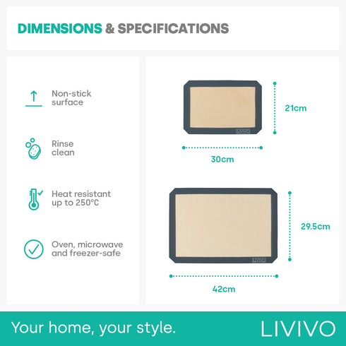 Reusable Baking Mats, Set of 4