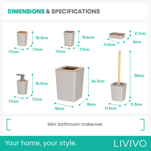 Bamboo Bathroom Set - Stone