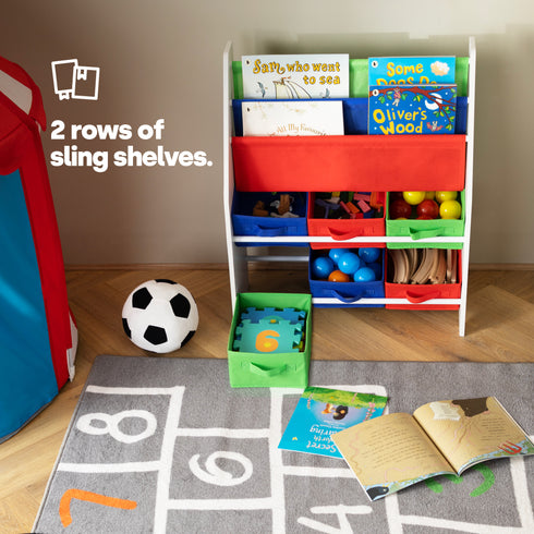 Childrens Toy Storage with Bookshelves - Rainbow