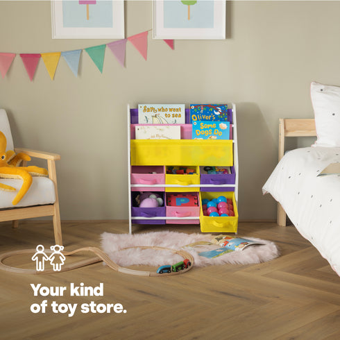 Childrens Toy Storage with Bookshelves - Confetti
