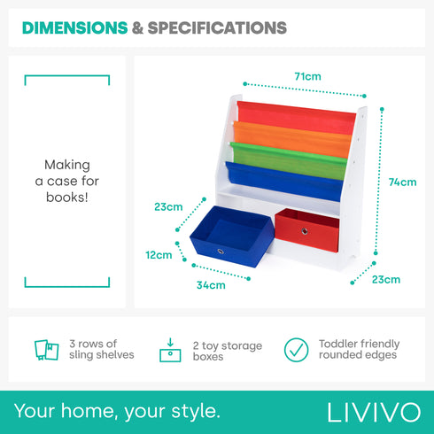 Childrens Bookcase & Storage - Rainbow