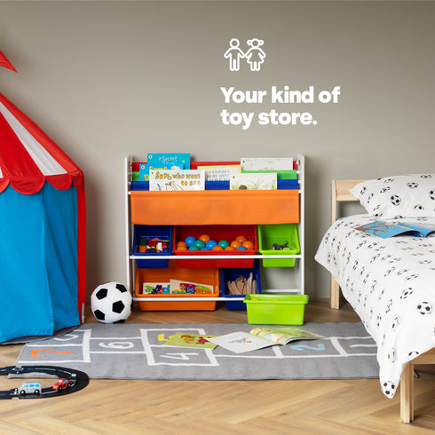 Jumbo Childrens Toy Storage with Bookshelves - Rainbow