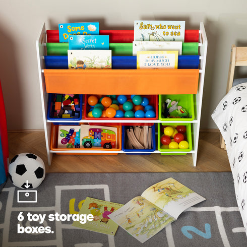 Jumbo Childrens Toy Storage with Bookshelves - Rainbow