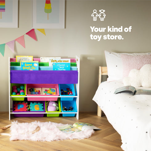 Jumbo Childrens Toy Storage with Bookshelves - Confetti