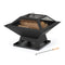 Iron Geo Fire Pit with BBQ Grill - Black