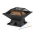 Iron Geo Fire Pit with BBQ Grill - Black