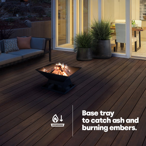 Iron Geo Fire Pit with BBQ Grill - Black