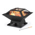 Iron Geo Fire Pit with BBQ Grill - Black