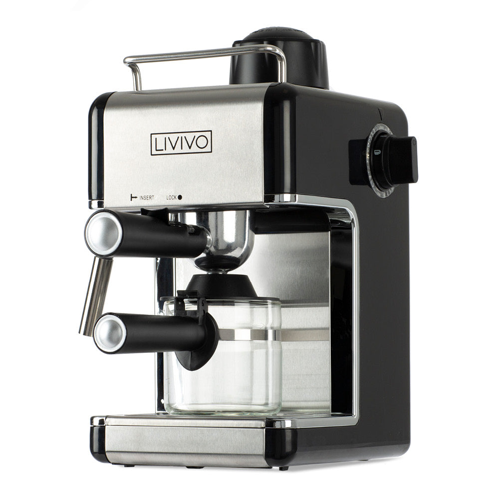Livivo Coffee Machine with Milk Frother Black Free Delivery
