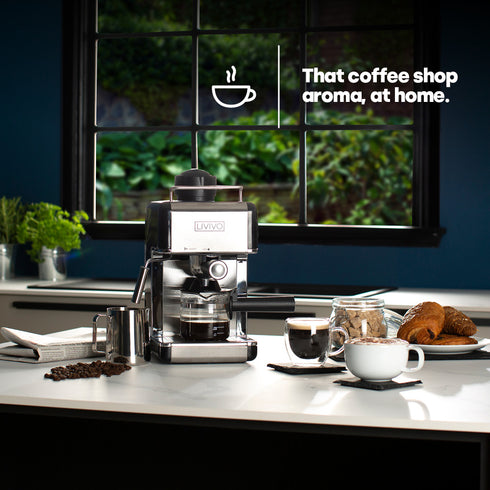 Coffee Machine with Milk Frother - Black
