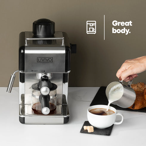 Coffee Machine with Milk Frother - Black