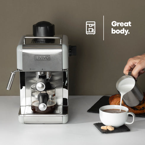 Coffee Machine with Milk Frother - Grey