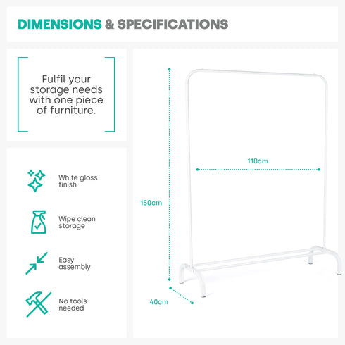 Clothes Storage Rail - White