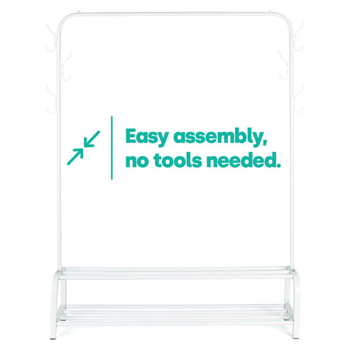 Clothing Rail with Shoe Rack - White