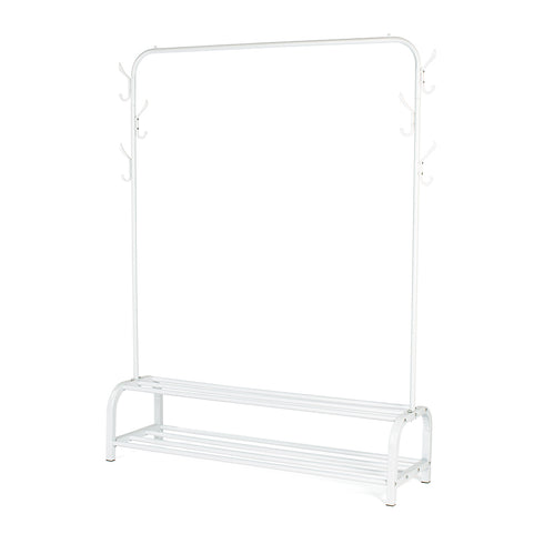 Clothing Rail with Shoe Rack - White