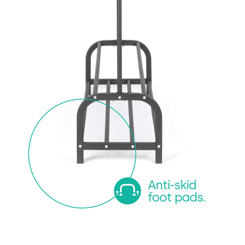 Clothes Storage Rail with Hooks & Shoe Rack - Black