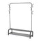 Clothes Storage Rail with Hooks & Shoe Rack - Black