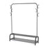 Clothes Storage Rail with Hooks & Shoe Rack - Black