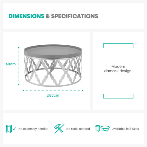 Damaski Circular Silver Coffee Table