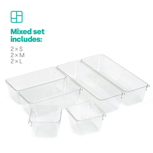 Drawer Organiser Tray Set - 6 Mixed